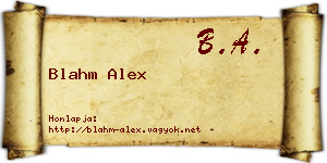 Blahm Alex névjegykártya